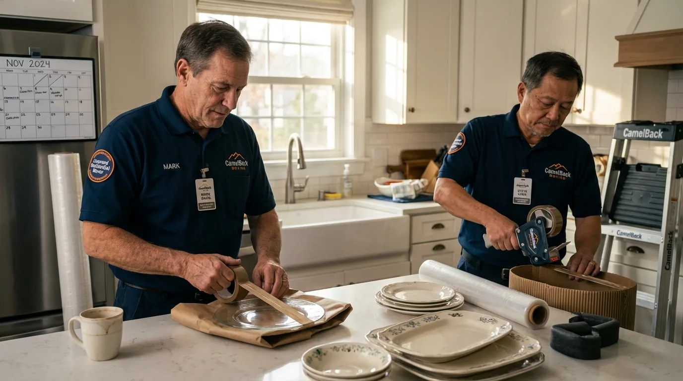 Professional crew packing kitchen dishware in Nevada, TX
